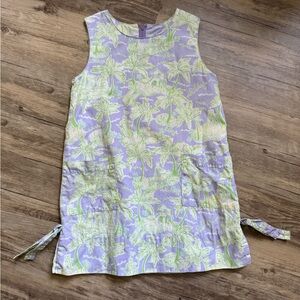 Vintage Lilly Pulitzer White Label Lavender & Lime Palm Tree Shift Dress Size 6